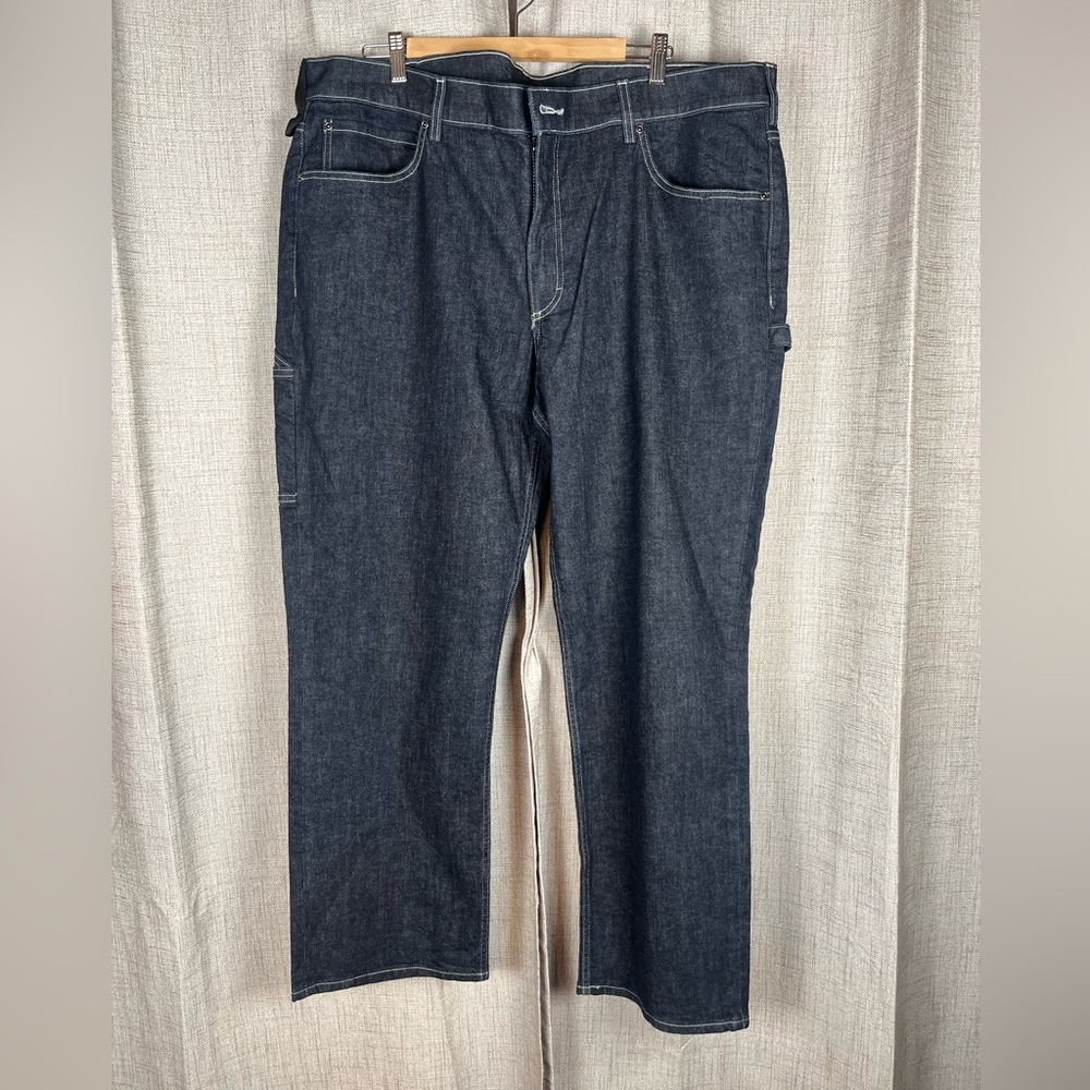 DULUTH TRADING CO Men's 44x30 Denim Blue Jeans Slim Fit 40 Grit Dark Wash